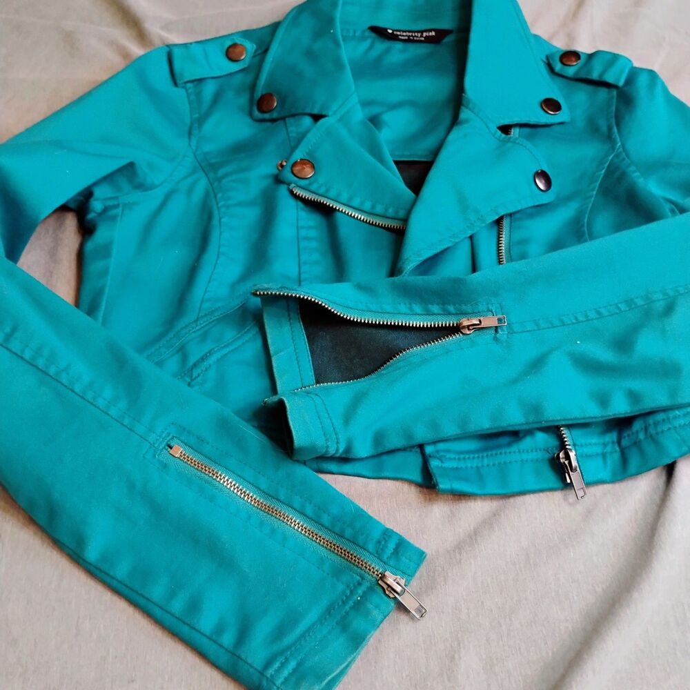Celebrity Pink y2k Teal Outfit Set Womens Small / Pants Size 1 Moto Jacket Pants - Picture 9 of 16